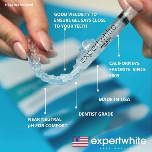 Teeth Whitening Gel Refills (6-gels). Made USA. 44 percent Carbamide Peroxide Tooth Bleaching Gel bleach For Invisalign style trays, Dental Grade Tooth Whitener. 6 syringes