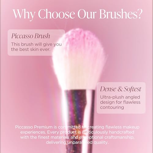 Piccasso 116 Highlighter Brush ? Soft Goat Hair Makeup Brush for Face, Ideal for Highlighting Cheekbones, Nose, and Jawline, Fluffy Blush Brush for Natural Glow, Professional Korean Beauty