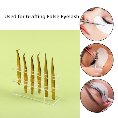 Acrylic Tweezers Holder, 6 Holes Tweezers Stand Display Organizer for Eyelash Extension Supplies Accessories Grafting Beauty Tools (6 Holes Transparent)