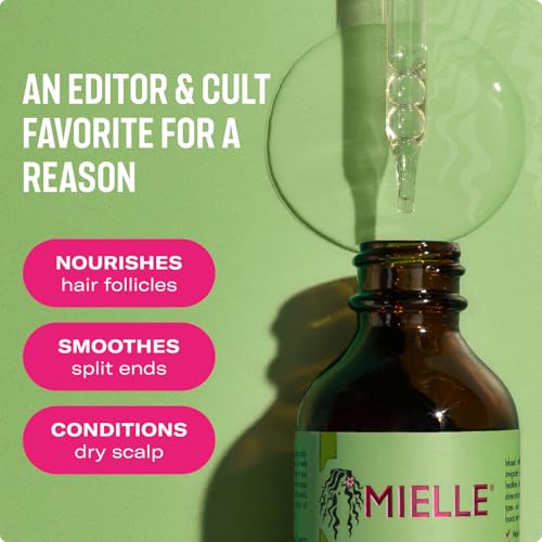 Mielle Organics Rosemary & Mint Hair Oil, Split Ends & Dry Scalp Treatment - Made with Biotin & Essential Oils for Strengthening, Soothing, Moisturizing & Encouraging Longer, Healthier Hair (2 Fl Oz)