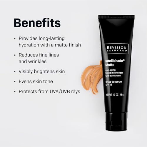 Revision Skincare Intellishade¢ç Matte SPF 45 Anti-Aging Tinted Sunscreen for Face, Oil-Free Moisturizer with SPF and Vitamin C, Pore Minimizing Sunscreen for Oily and Combination Skin, 1.7 oz