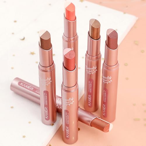 2 Color Eyeshadow Stick Set, Portable 2 Tone Eyeshadow Gradient Stick Glitter Gradient Waterproof Eye shadow Pen for Eye Make Up Tool (4 PCS)(PINK)