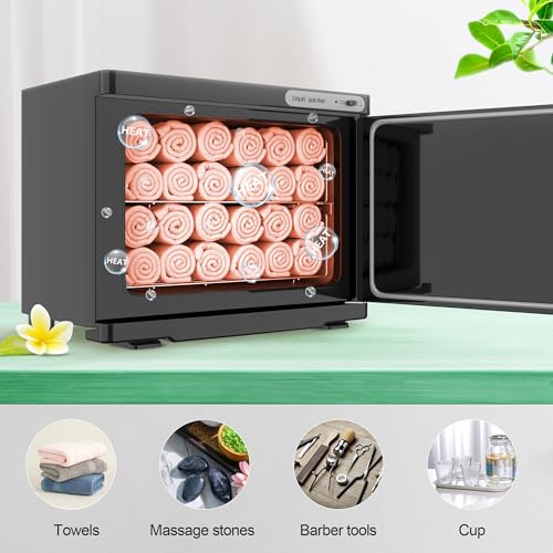 Towel Warmer, 23L Towel Warmer Cabinet Can Hold 32 Wet Facial Towels,Hot Towel Warmer Use for Spa, Hair Beauty, Salon - Black