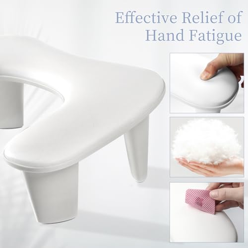 Arm Rest for Nails Tech, Luxurious U-shaped Manicure Nail Art Hand Rest Pillow Cushion, Big Microfiber Leather Nail Arm Rest Stand for Ultimate Comfort in Manicure (White)