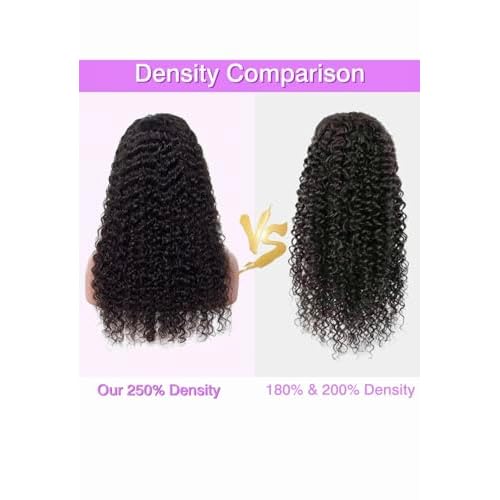13x4 Deep Wave Lace Front Wigs Human Hair 250% Density Deep Wave Frontal Wigs Human Hair HD Lace 26 Inch Curly Wigs for Black Women Pre Plucked with Baby Hair Curly Lace Front Wig