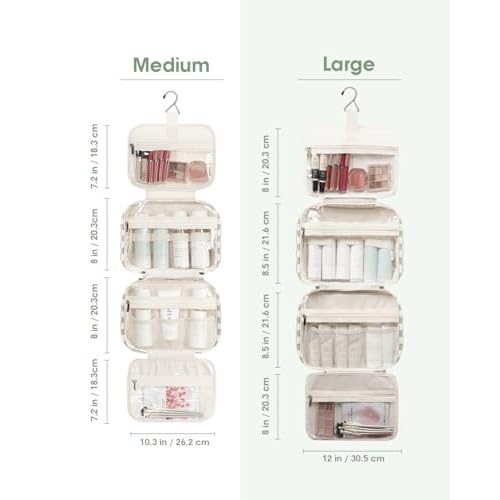 Narwey Hanging Toiletry Bag for Women Travel Checkered Makeup Bag Organizer Toiletries Bag for Travel Size Essentials Accessories Cosmetics (Mint Green Checkerboard (Medium))