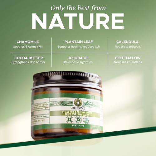 Organic Beef Tallow for Skin ? USDA-certified Whipped Tallow Balm for Skin Face and Body with Jojoba Oil and Cocoa Butter ? Unscented and Herb-Infused ? 2 oz.