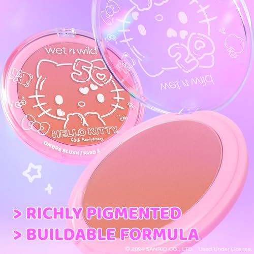 wet n wild Hello Kitty Ombre Blush, Buildable, Blendable Customizable Color, New Gradient Formula, Cruelty-Free & Vegan - Cotton Candy