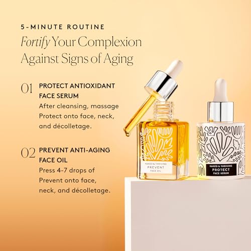 Naked & Thriving Limited Edition Day Set | Protect Antioxidant Day Serum (30 mL) + Prevent Anti-Aging Face Oil (35 mL) with Hyaluronic Acid, Moringa and Rosehip Oil | 65 mL/2.18 fl oz (Set of 2)