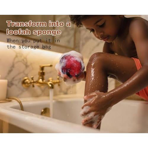 2 Pack African Net Sponge Exfoliating Scrubber Bath Sponge for Daily Use