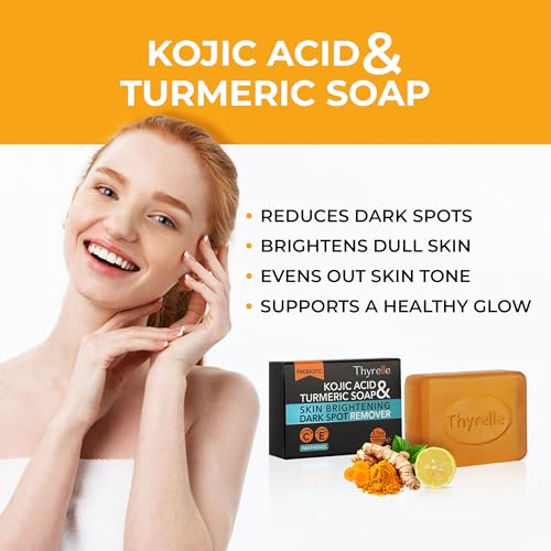 Kojic Acid and Turmeric Soap (3.5 oz) I Kojic Acid Soap for Body and Face I Turmeric soap bar with Panthenol, Vitamin C, Vitamin E and Prebiotics
