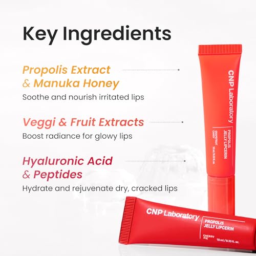 CNP Propolis Jelly Lipcerin¢â - 01 Honey Cake, Hydrating Lip Balm & Gloss with Manuka Honey + Hyaluronic Acid, Korean Skincare, 0.3 fl.oz.