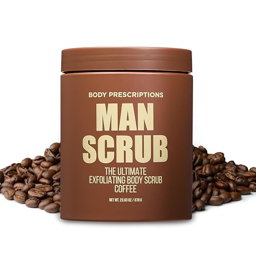 Body Prescriptions Men¡¯s Exfoliating Body Scrub ? Ultimate Skin Cleansing Wash in Jar with Twist-Top Lid, For All Skin Types, 21 Ounce (Pack of 2), Coffee