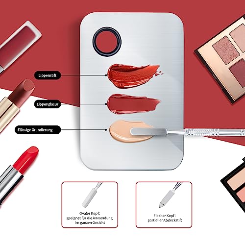 Makeup Mixing Palette, Upgrad Stainless Steel Metal Mixing Tray with Spatula Artist Tool for Mixing Foundation Nail-Art