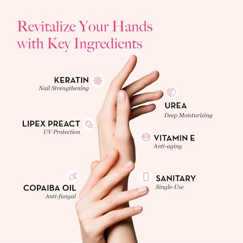 Bodipure All-In-1 Moisturizing Hand Mask, Keratin & Vitamin E Hand Mask for Dry Cracked Hands, Natural Moisturizing Gloves Formula, Strengthen Nails & Repair Hands 12 Pairs