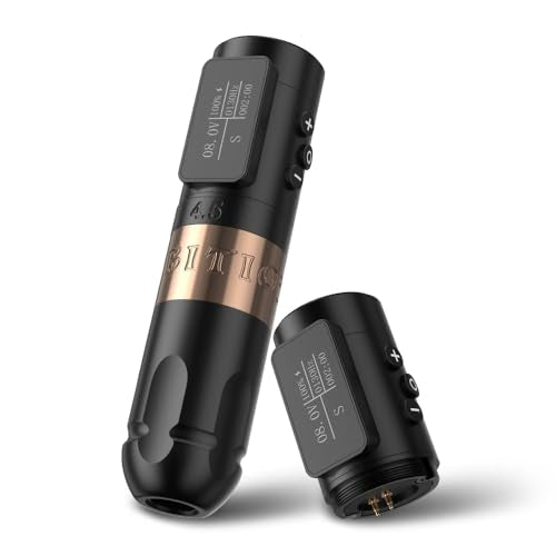 Ambition Vibe Wireless Tattoo Gun - Rotary Tattoo Machine Cartridge Battery Pen with Dual 1800mAh Power LED Digital Display Brushless Motor Tattoo Equipment for Tattoo Artists (4.5mm Stroke Gold)