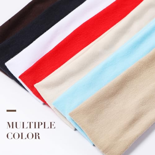 9 Pack Headbands for Women Non Slip - Fabric Elastic Hair Bands for Women's Hair, Soft Cotton Cloth Stretchy Sport Headbands, Sweat Absorption Athletic Hairbands for Workout Yoga Running - A