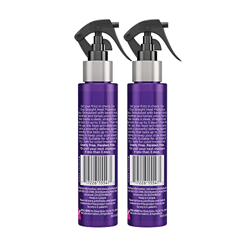John Frieda Frizz Ease 3 Day Straight Heat Protection Spray, Keeps Hair Straight and Frizz-Free for 3 Days, Keratin-Infused Flat Iron & Styling Spray for a Smooth, Sleek Finish, 3.5 Oz, Pack of 2