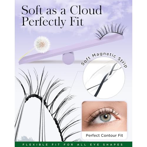 BEYELIAN Portable Magnetic Eyelashes with Applicator, Upgrade Soft Magnetic Lashes No Glue Needed Magnetic Eyelashes Natural Look, Reusable, Fales Eyelashes for Eye YT25 (All-In-One & Comfortable)