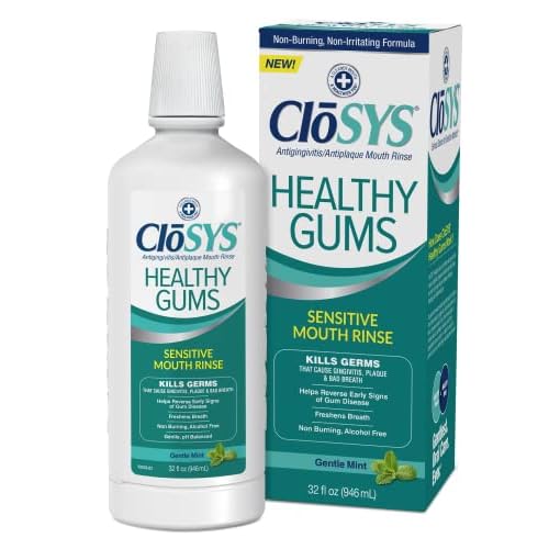 CloSYS Healthy Gums Mouthwash 32 Fl Oz, Pack of 2, Antiplaque, Anti-Gingivitis Mouthwash, Non-Burning, Non-Irritating