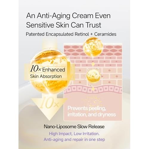 WNP Gentle Retinol Cream for Sensitive Skin, 10¡¿Deep Transdermal Night Cream Anti-Aging Face & Neck Moisturizer with Ceramides, Peptides, Pro-Xylane, Wrinkle Cream for Fine Lines, Firming, Hydrating