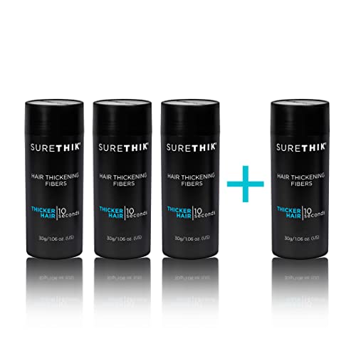 SURETHIK Hair Thickening Fibers (Pack of 4 x 30g Bottle, Medium Brown), For Thicker Looking Hair, Building Hair Fibers to Conceal Thinning Hair for Men & Women
