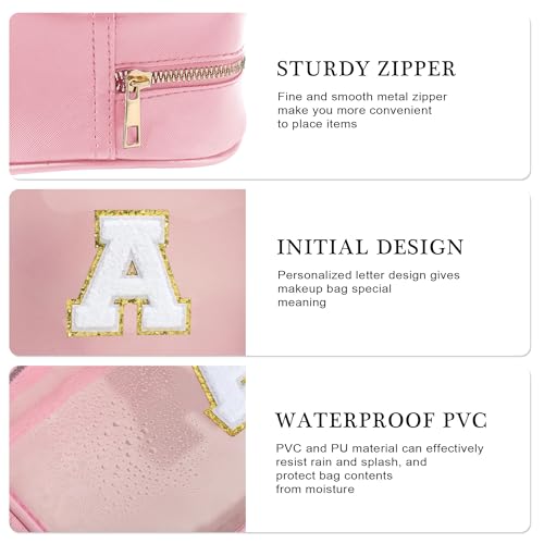 YOOLIFE Graduation Teacher Gifts Initial Clear Makeup Bag Birthday Gift Travel Toiletry Preppy Cosmetic Bags Birthday Gift for Girls Kids Travel Essentials Clear Toiletry Bag A