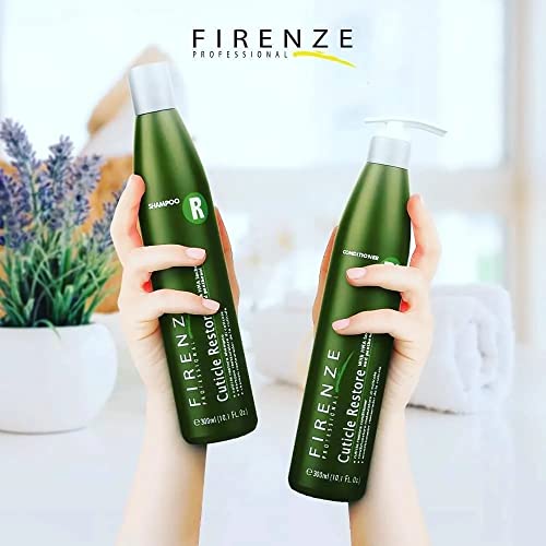 Firenze Professional Cuticle Restore Bundle ? Shampoo & Conditioner Pack 300ml (10.1 fl oz) Each ? Hydration, Smoothness & Shine for All Hair Types ? Salt, Sulfate & Paraben Free