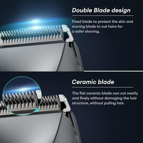 kensen Body Hair Trimmer for Men - Manscape Electric Shavers for Men, Rechargeable Pubic Hair Trimmer with Replaceable Ceramic Blade Head IPX7 Waterproof Wet/Dry Groin Trimmers Ball Shaver (Black)