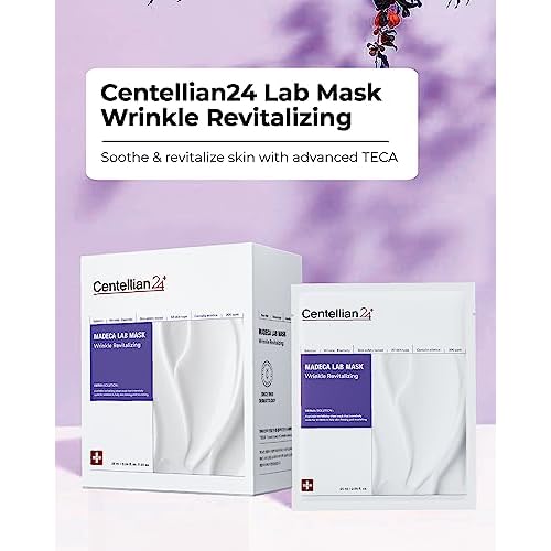 CENTELLIAN 24 Madeca Mask (Wrinkle Revitalizing, 20pc) - Face Mask Sheet for Skin Elasticity, Instant Lift with Centella Asiatica, TECA, Niacinamide, Retinal Korean Skin Care for Men Women