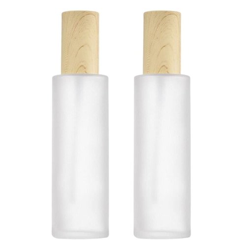 SYBL 2Pcs 120ml 4oz Empty Refillable Frosted Glass Cosmetic Cream Lotion Bottle Pump Bottles Container Vial Jar Pot With Plastic Lid For Emulsion Essence Liquid