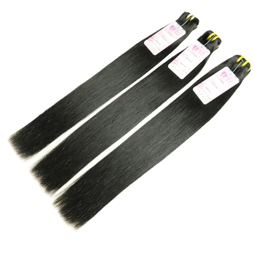Real Raw Straight Bundles Human Hair 12A Human Hair Bundles 100% Unprocessed Virgin Double Weft Hair Bundle Natural Black Hair Extension for Women (1B Straight, 18 20 22 Inch)