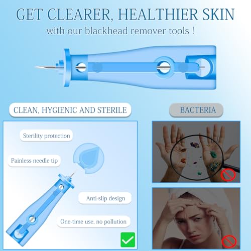 Sterile Needles for Pimples, 50 Pcs Disposable Sterile Pimple Needle and 72 Dots Acne Stickers, Pimple Popper Needle for Clear Skin, Acne Needles Tool for Milia Remover