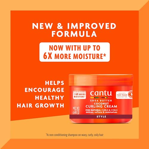 Cantu Coconut Curling Cream with Shea Butter for Natural Hair, 12 oz