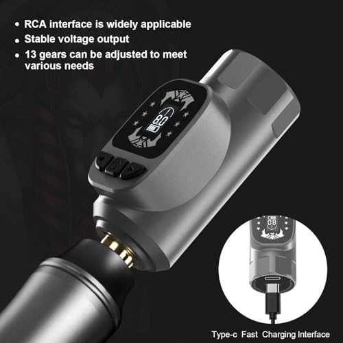 Tattoo Kit Tattoo Gun Wireless Rotary Tattoo Machine with Tattoo Power Supply 1600mAh LCD digital Lithium Tattoo Battery Complete 10Pcs Cartridge 14 inks EM155TI201-7