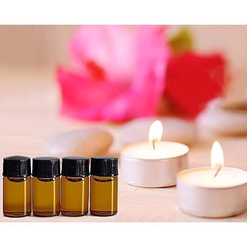 50Pcs 3ml Amber Sample Bottles,Mini Glass Essential Oil Bottle, with Black Screw Caps, for Travel Essential Oil and Perfume Vials Bottles (3ML)