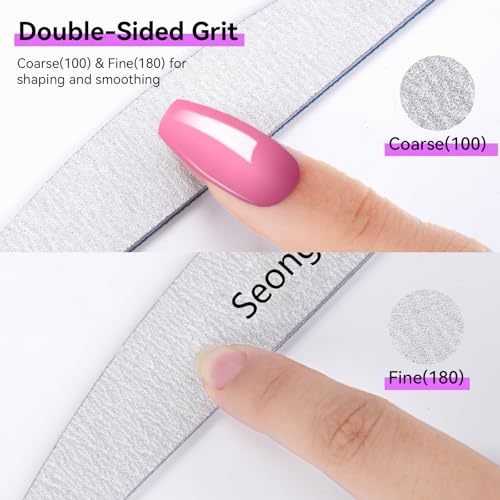 24 PCS Nail File 100/180 Grit Nail Files for Women Double Sided Emery Board Fingernail Shaping Manicure Pedicure Tools for Natural Nails Nail Supplies Salon and Home Use
