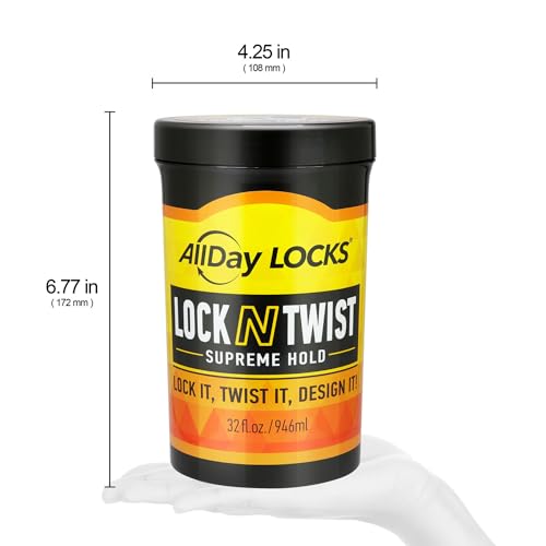 AllDay Locks Lock N Twist (Jar) | Supreme Hold, No Frizz or Flaking | Hydrating, Nourishing Locking Gel | Grape & Avocado-Infused | Lock & Twist Braids, Locks, Twists, Cornrows | 32 oz