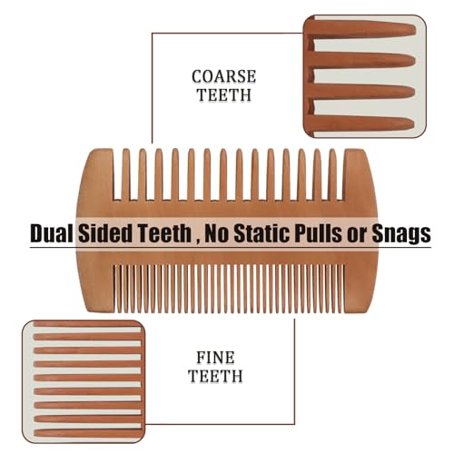 Men's Beard Brush Kit with Pearwood Comb and Boar Bristle Beard Brush, Beard Grooming Tools for Home and Barbershop