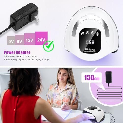 Wisdompark 320W UV LED Nail Lamp, Nail Dryer for Gel Polish with 72Pcs Lamp Beads and Automatic Sensor/4 Timer Setting Professional Nail Art Tools
