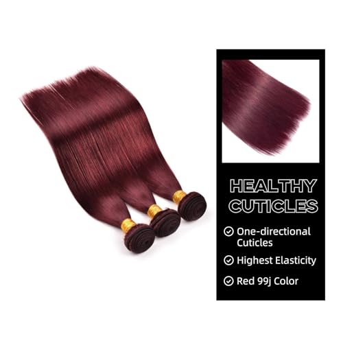 99j Burgundy human hair Straight Hair 20 22 24 with 20closure 8A Brazilian Virgin Hair 99j Burgundy Straight Hair Weaves Bundle Free Part Red Wine Color 100% Unprocessed Human Hair Weft Weaves