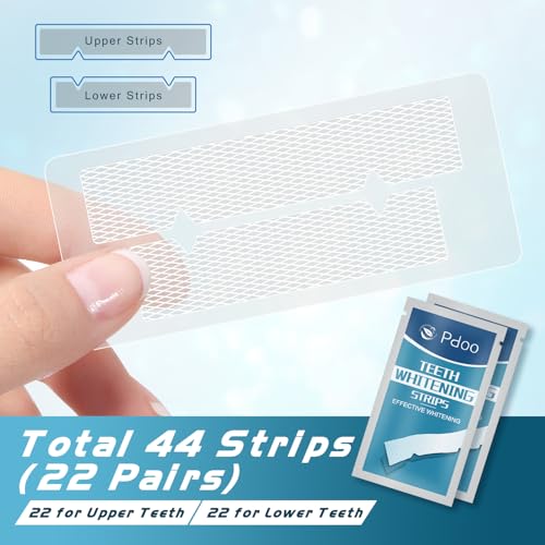 Teeth Whitening Strip 22 Treatments - Whitening Strips for Sensitive People, Fast Remove Smoking, Coffee, Wine Stains, Teeth Brightening Kit Pack of 44 Non-Slip Strips
