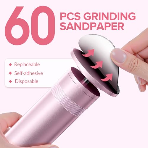 Electric Callus Remover for Feet£¬Electric Foot Care Tools£¬Stepless Speed Rechargeable Grinder with 60 Sandpaper Discs, Professional Pedicure Tool for Dead Dry Crack Skin Calluses-Pink 008