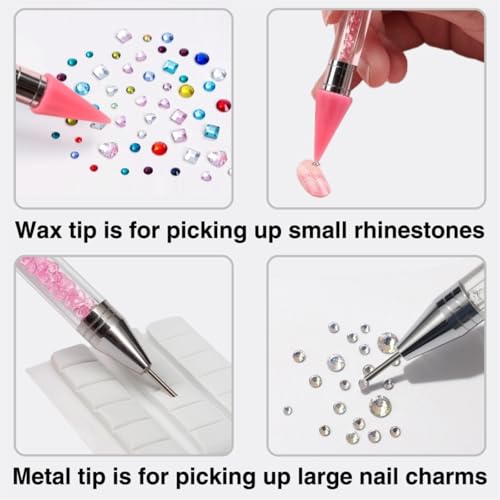 3000PCS Rhinestones with Rhinestone Picker Tool and Tweezer, Wax Pencil for Rhinestones, Gem Picker Pen Diamond Jewel Applicator, Rhinestone Tools for Bedazzling DIY Nail Art
