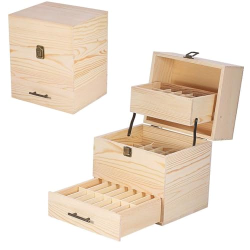 Essential Oil Storage Box Wooden Essential Oils Display Organizer Stand Holder for 15 ml Bottles Nail Polish Collection. (59 slots)