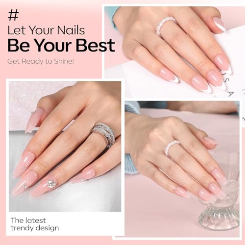 modelones Jelly Gel Nail Polish, 15 ML Jelly Nude Pink Nail Polish Sheer Neutral Color Long Nails Natural Translucent Soak Off U V Gel Clean Girl Nails for Women Nail Art French Tip Manicure at Home