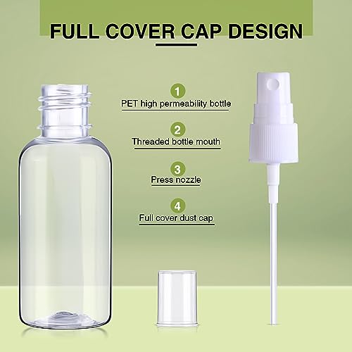 Uiifan 100 Pcs Mini Clear Spray Bottles 1 oz Small Empty Plastic Fine Mist Spray Bottles with Small Funnels for Essential Oils Travel Alcohol Perfumes