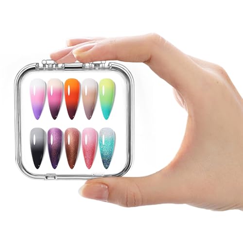 48 Sets Press On Nail Storage Box, Clear Artificial Nail Display Case Acrylic Nail Boxes Press On Nail Packaging Box, Adhesive Double Sided Tape Nail Box for Nail Salon
