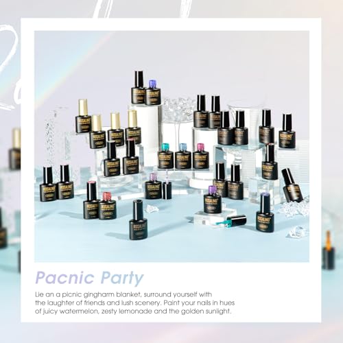 ROSALIND 42 Pcs Gel Nail Polish Set, 38 Colors All Seasons Nail Polish Set Colorful Begginer Kit with Base Coat & Glossy/Matte/Glitter Top Coat, Gel Nail Art Manicure Salon DIY Gifts