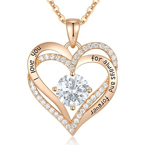 CDE Forever Love Heart Necklaces for Women, Wedding Anniversary, Birthday Mothers Day Gifts for Mom, Mother, Wife, Girlfriend, S925 Silver Jewelry with Birthstone Pendant